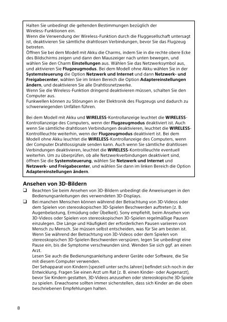 Sony SVE1712T1E - SVE1712T1E Documents de garantie Allemand