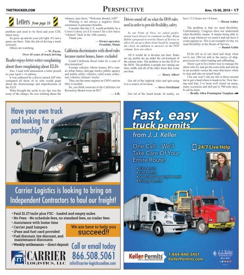 The Trucker Newspaper - April 15, 2018