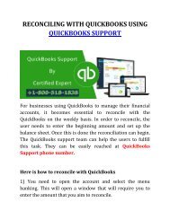 RECONCILING WITH QUICKBOOKS USING QUICKBOOKS SUPPORT