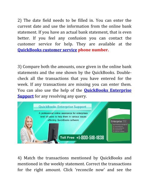 RECONCILING WITH QUICKBOOKS USING QUICKBOOKS SUPPORT