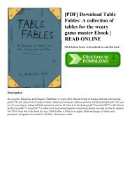 [PDF] Download Table Fables A collection of tables for the weary game master Ebook  READ ONLINE