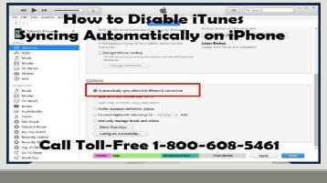 1-800-608-5461|How to Disable iTunes Syncing Automatically on iPhone? 