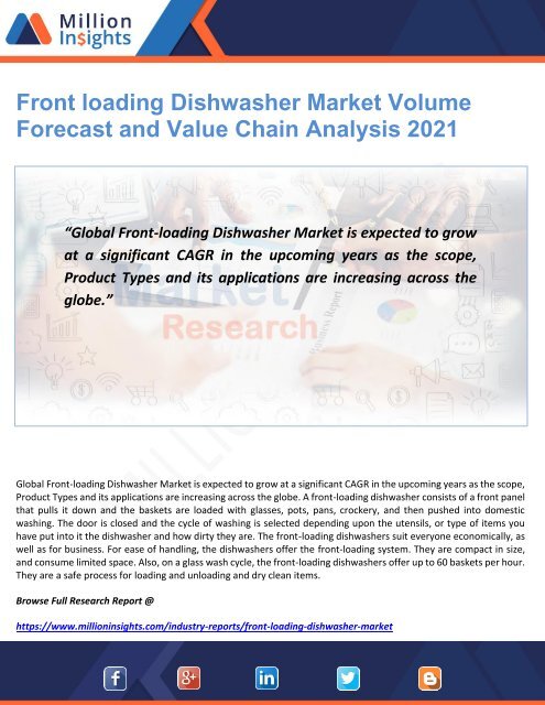 Front loading Dishwasher Market Volume Forecast and Value Chain Analysis 2021
