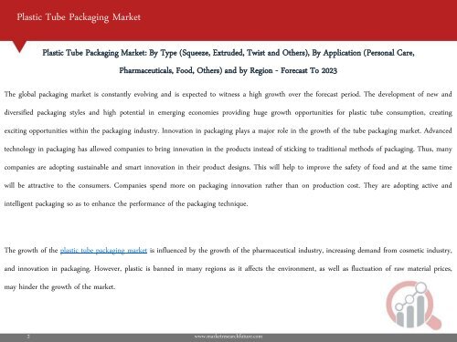 Plastic Tube Packaging Market Research Report - Forecast Till 2023