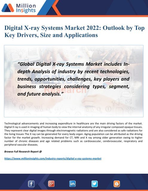 Digital X-ray Systems Industry Outlook, Driving Force and Opportunities 