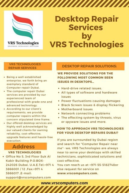 Reach VRS Technologies for Desktop Repair Services