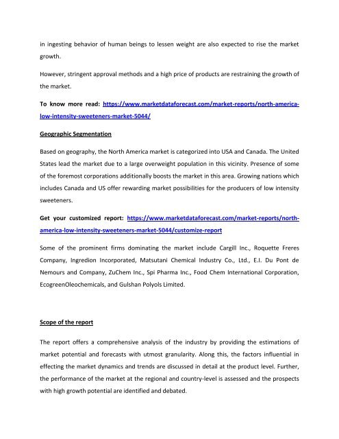 North America Low Intensity Sweeteners Market