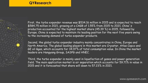 QYResearch: The global market for Turbo Expander is expected to reach about 584.75 M USD by 2021