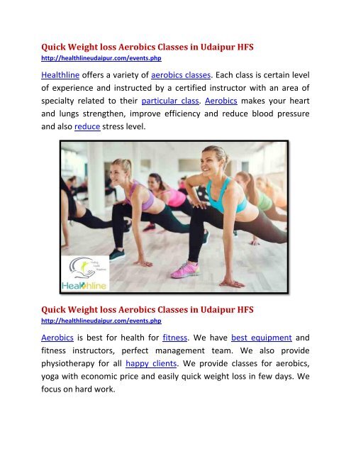 Quick Weight loss Aerobics Classes in Udaipur HFS