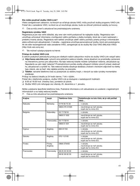 Sony VGN-CS11SR - VGN-CS11SR Documents de garantie Tch&egrave;que