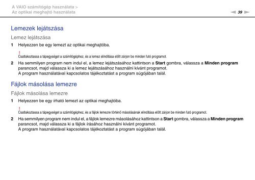 Sony VGN-FW46Z - VGN-FW46Z Mode d'emploi Hongrois