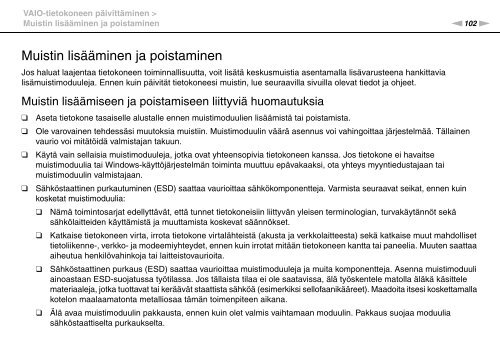 Sony VGN-FW46Z - VGN-FW46Z Mode d'emploi Finlandais