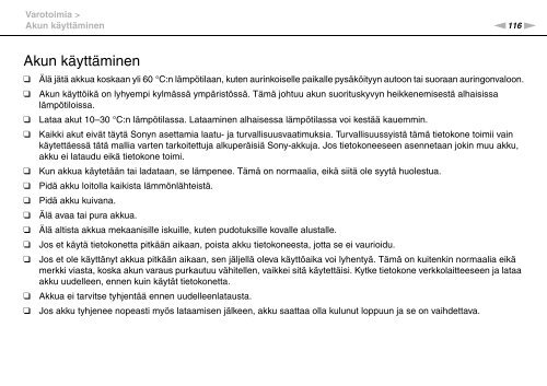 Sony VGN-FW46Z - VGN-FW46Z Mode d'emploi Finlandais