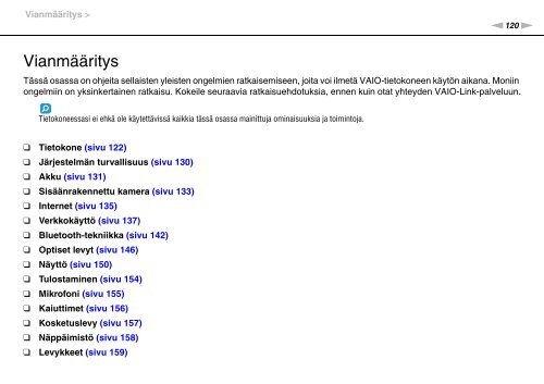 Sony VGN-FW46Z - VGN-FW46Z Mode d'emploi Finlandais