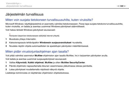 Sony VGN-FW46Z - VGN-FW46Z Mode d'emploi Finlandais