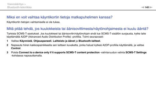 Sony VGN-FW46Z - VGN-FW46Z Mode d'emploi Finlandais