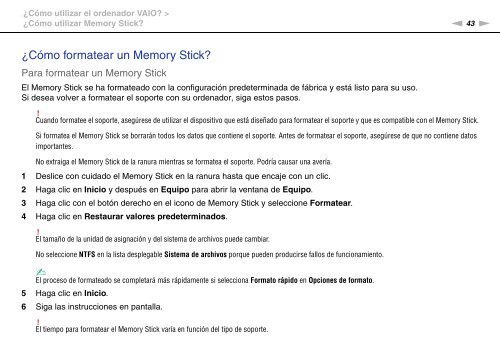 Sony VGN-FW46Z - VGN-FW46Z Mode d'emploi Espagnol