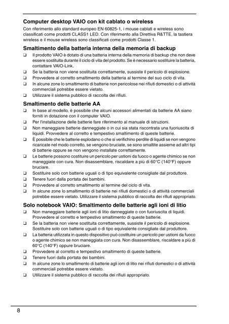 Sony VGN-FW46Z - VGN-FW46Z Documents de garantie Italien
