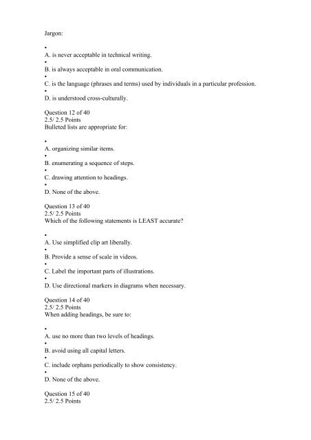 EN360 Technical Communications Online Quiz 5 Answers (Ashworth College)