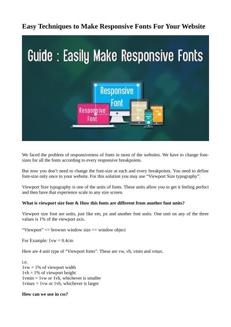 Easy Techniques to Make Responsive Fonts For Your Website