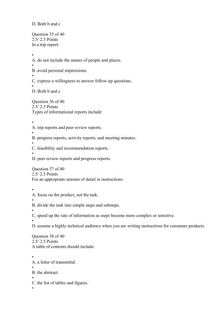 EN360 Technical Communications Online Quiz 7 Answers (Ashworth College)