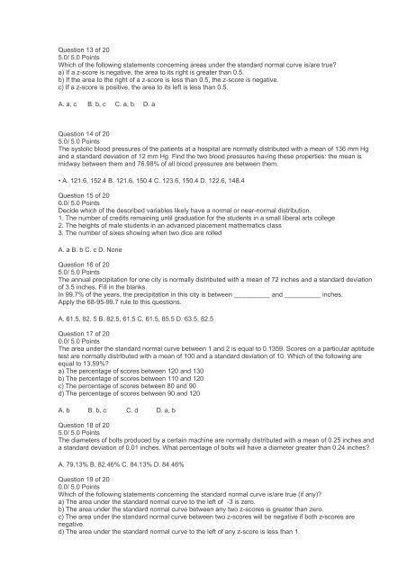 MA260 Statistical Analysis Online Exam 4 Answers (Ashworth College)