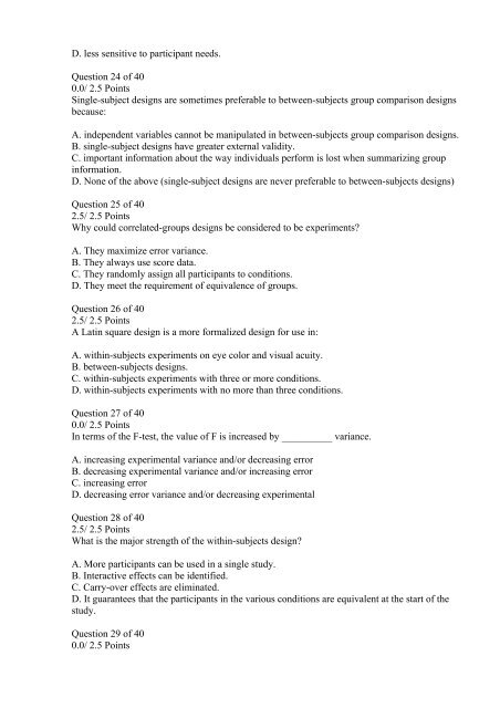 PS370 Research Methods in Psychology Online Exam 7 Answers (Ashworth College)