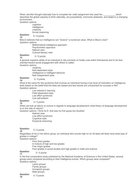 PS380 Multicultural Psychology Exam 3 Answers (Ashworth College)