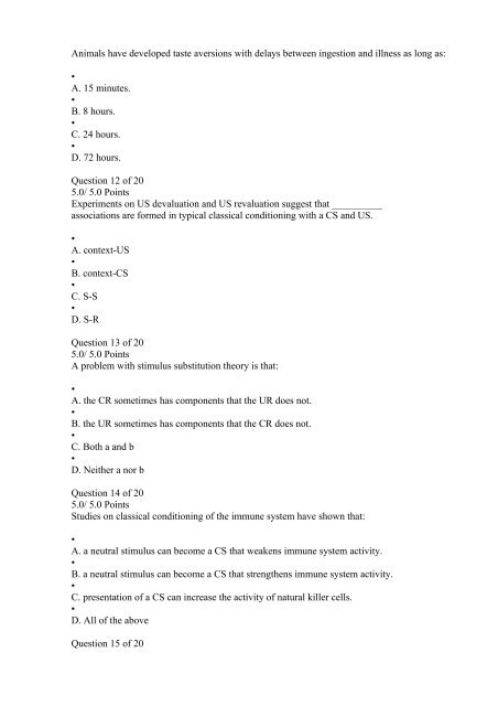 PS420 Learning Theories Exam 2 Answers (Ashworth College)