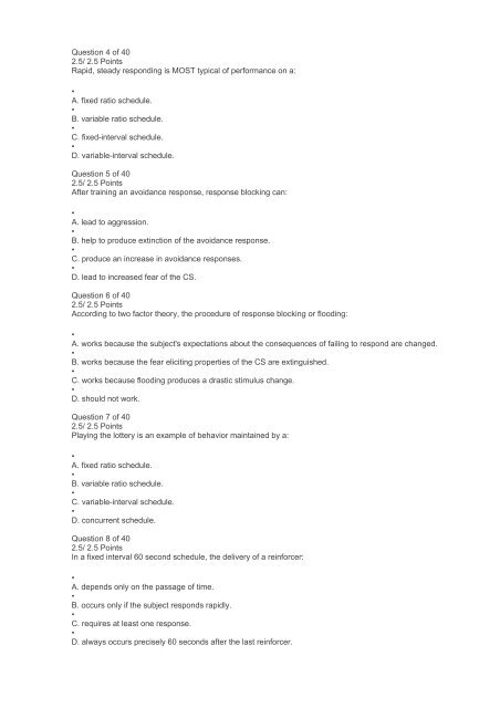 PS420 Learning Theories Exam 5 Part 1 Answers (Ashworth College)