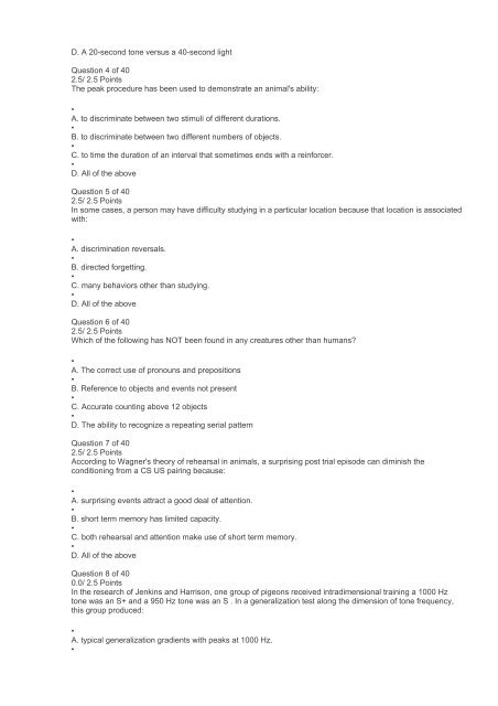 PS420 Learning Theories Exam 7 Part 1 Answers (Ashworth College)