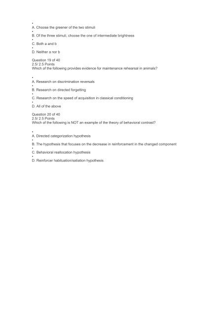 PS420 Learning Theories Exam 7 Part 1 Answers (Ashworth College)