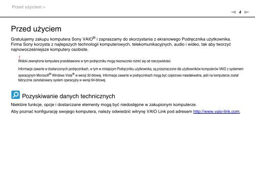 Sony VGN-FW46Z - VGN-FW46Z Mode d'emploi Polonais