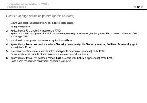 Sony VGN-FW46Z - VGN-FW46Z Mode d'emploi Roumain