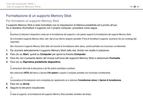 Sony VGN-FW46Z - VGN-FW46Z Mode d'emploi Italien