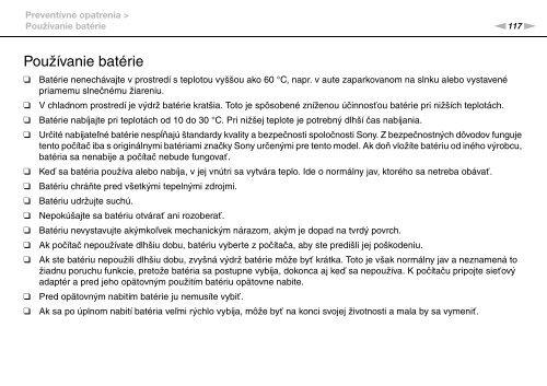 Sony VGN-FW46Z - VGN-FW46Z Mode d'emploi Slovaque