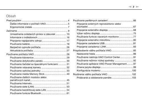 Sony VGN-FW46Z - VGN-FW46Z Mode d'emploi Slovaque