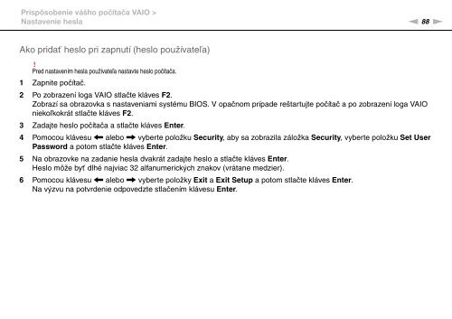 Sony VGN-FW46Z - VGN-FW46Z Mode d'emploi Slovaque