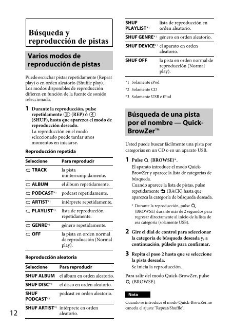 Sony CDX-GT560UI - CDX-GT560UI Mode d'emploi Espagnol