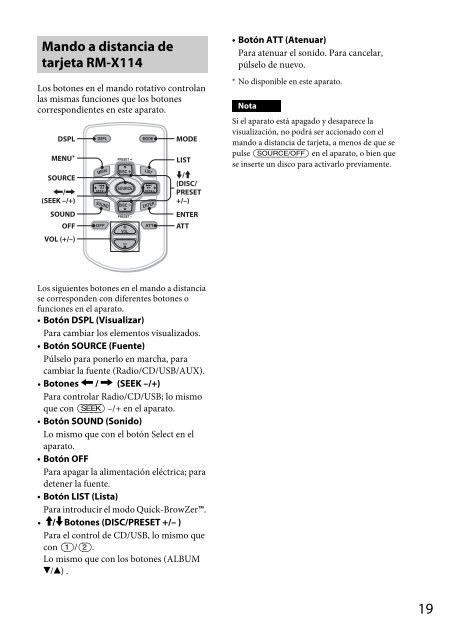 Sony CDX-GT560UI - CDX-GT560UI Mode d'emploi Espagnol