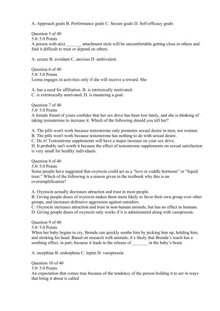 S02 Introduction To Psychology II Exam 5 Answers (Ashworth College)