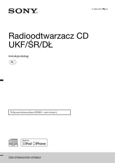 Sony CDX-GT560UI - CDX-GT560UI Consignes d&rsquo;utilisation Polonais