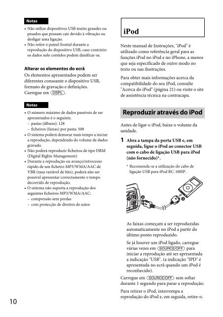 Sony CDX-GT560UI - CDX-GT560UI Mode d'emploi Portugais