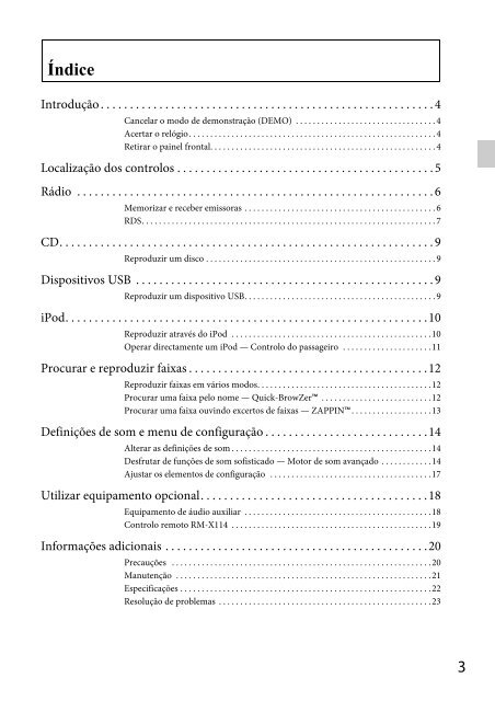 Sony CDX-GT560UI - CDX-GT560UI Mode d'emploi Portugais