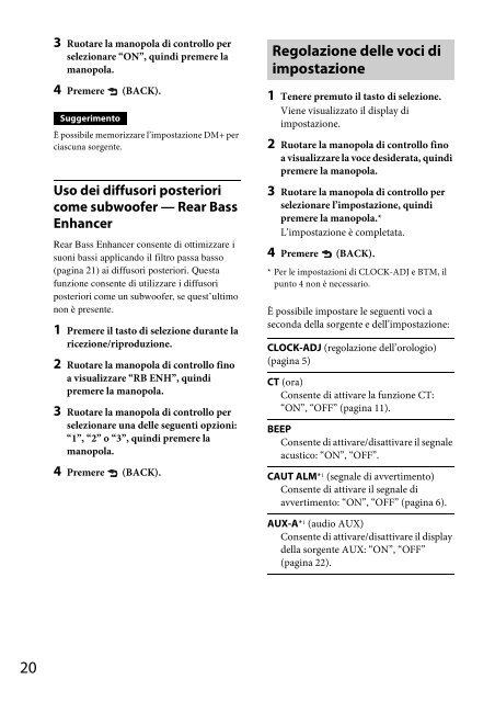 Sony CDX-GT560UI - CDX-GT560UI Consignes d&rsquo;utilisation Italien