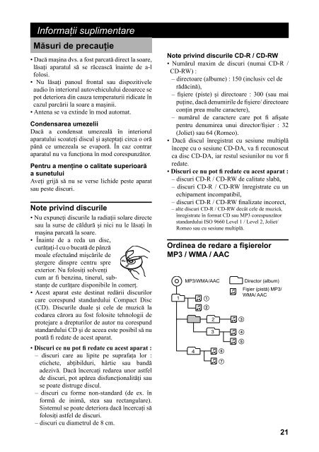 Sony CDX-GT560UI - CDX-GT560UI Mode d'emploi Roumain