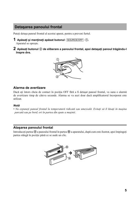 Sony CDX-GT560UI - CDX-GT560UI Mode d'emploi Roumain