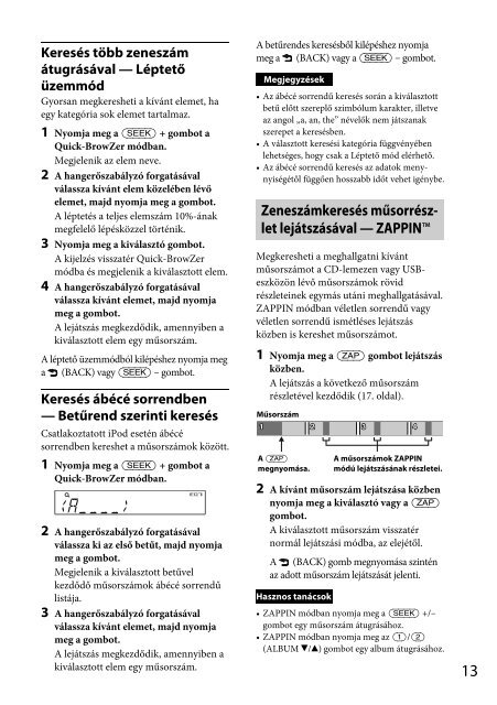 Sony CDX-GT560UI - CDX-GT560UI Mode d'emploi Hongrois