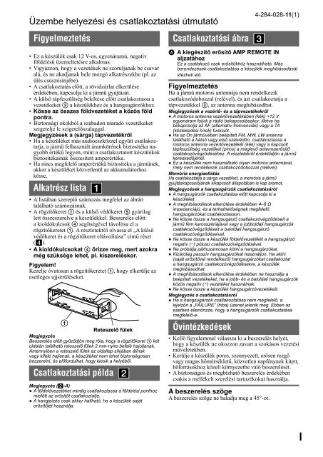 Sony CDX-GT560UI - CDX-GT560UI Mode d'emploi Hongrois