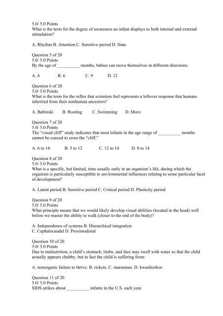 S03 HUMAN GROWTH AND DEVELOPMENT EXAM 3 Answers (Ashworth College)